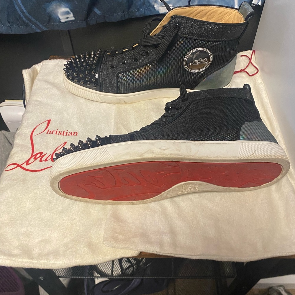 Christian Louboutin Black Spiked High-Top Sneakers